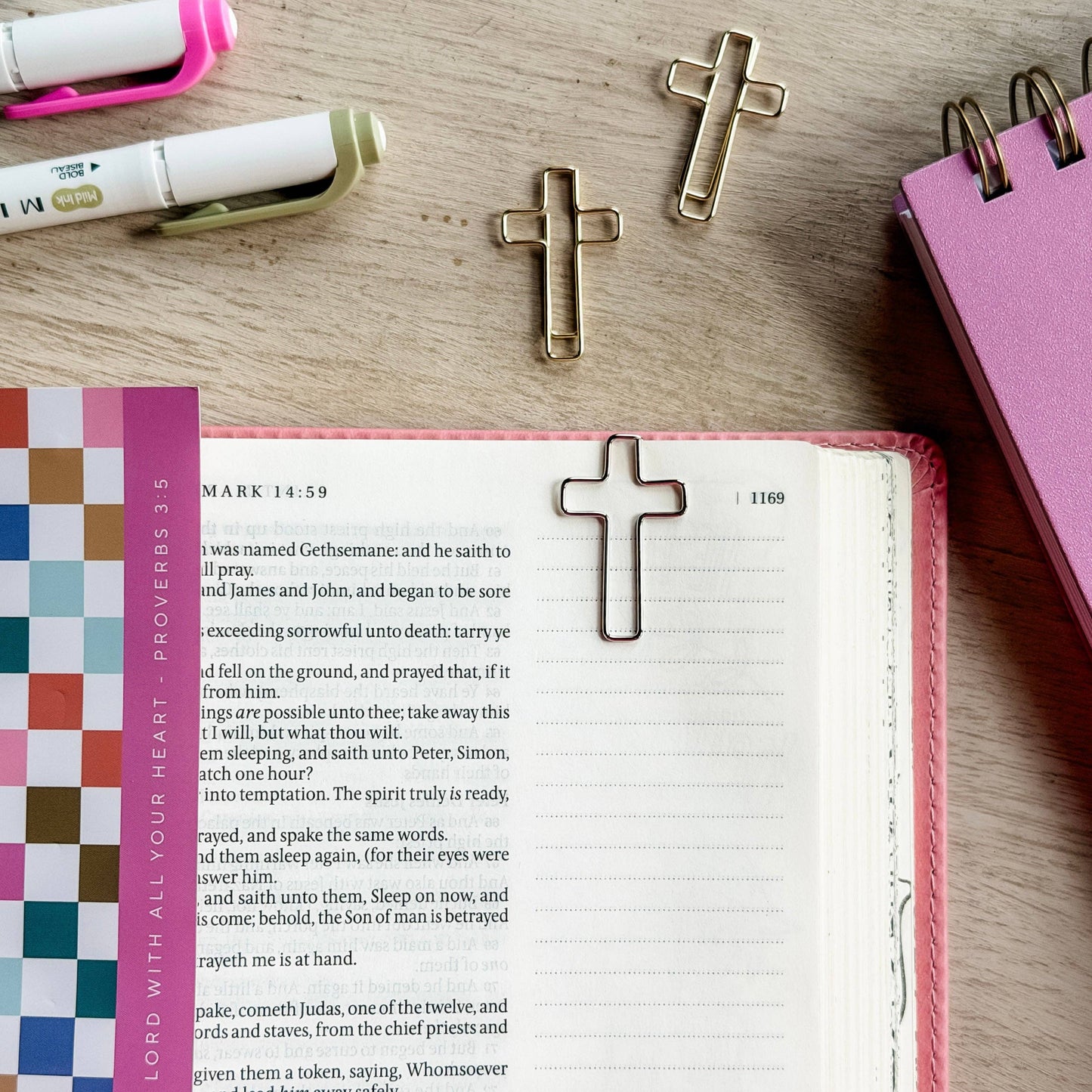 bookmark + cross paper clips