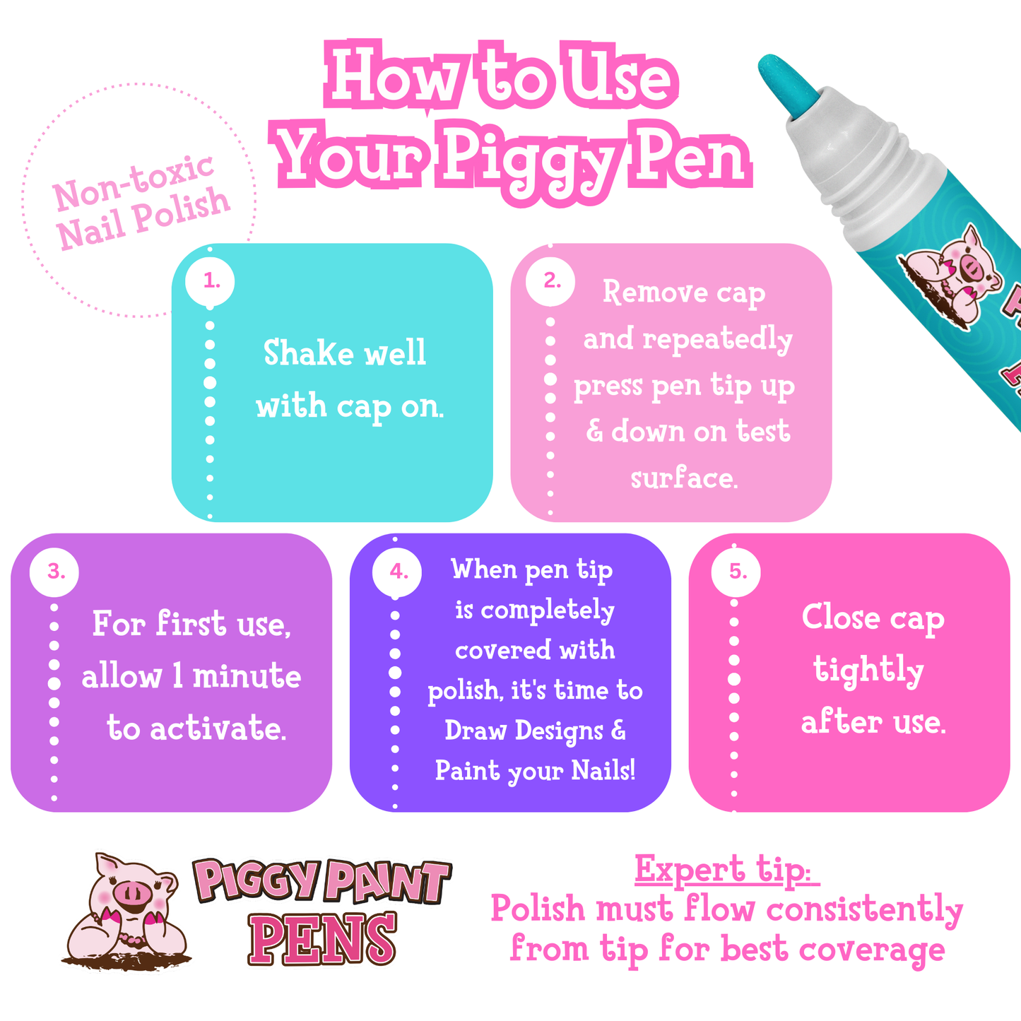 twirly teal piggy paint pen