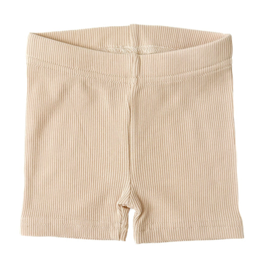 BAMBOO RIBBED BIKER SHORTS - SAND