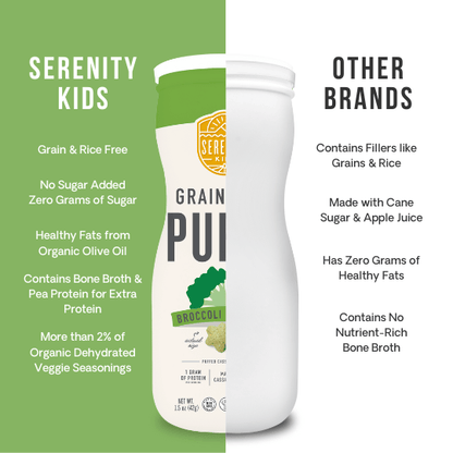 broccoli & spinach grain free puffs with bone broth