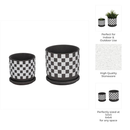 brown + white ceramic saucer planter