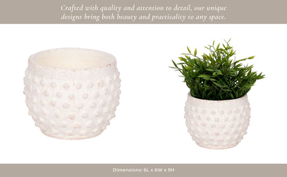 white terracotta round bubble rough finish planter