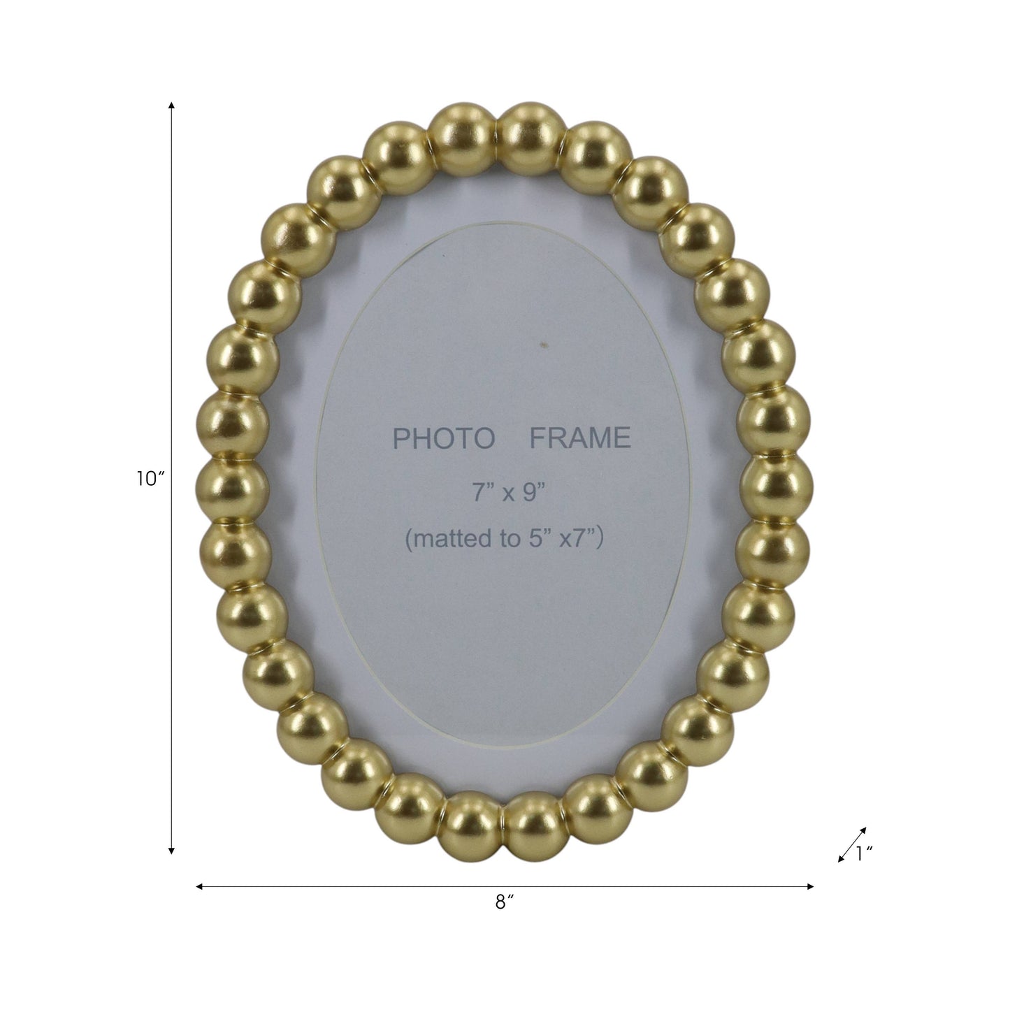 gold glass matted round beaded photo frame