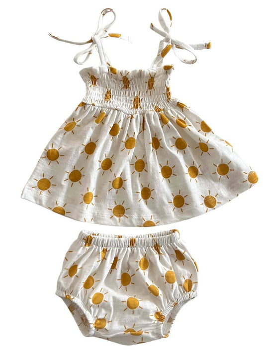 organic smocked set • sun