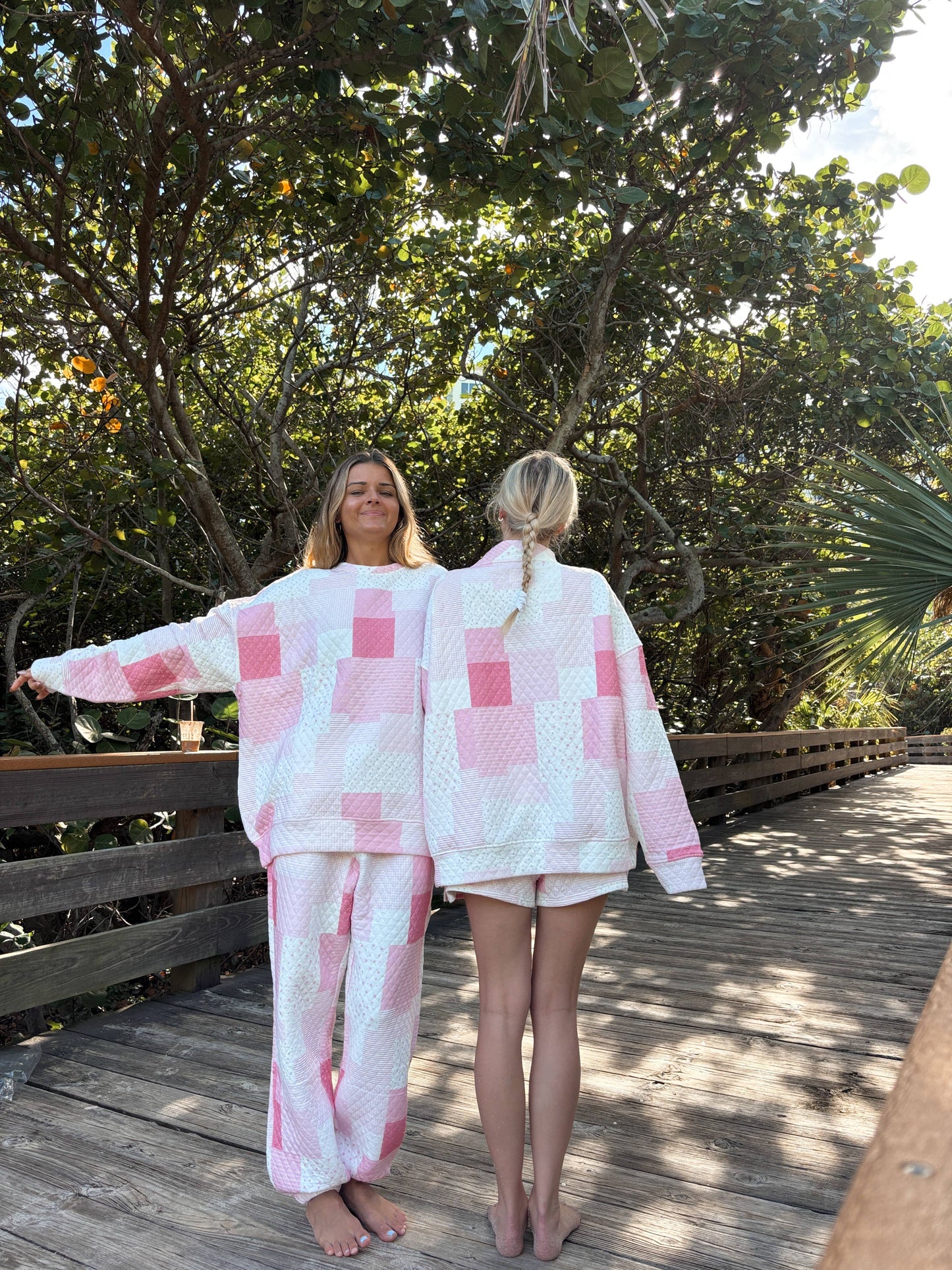 margo quilted patchwork mockneck sweatshirt