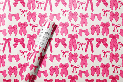 pink and red bows wrapping paper roll
