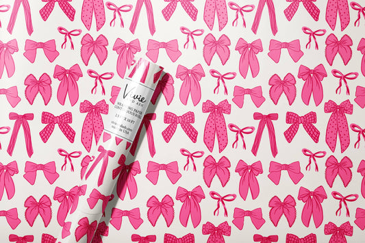 pink and red bows wrapping paper roll