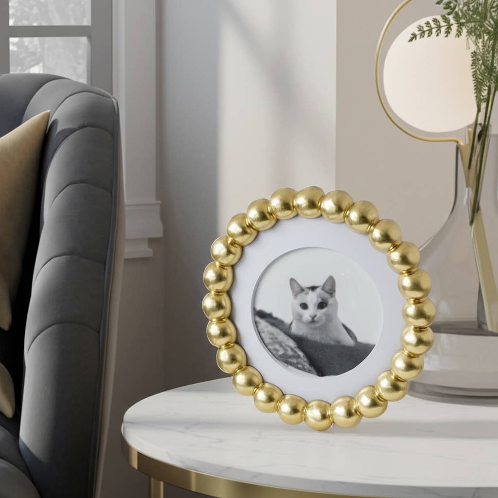 gold glass matted beaded photo frame