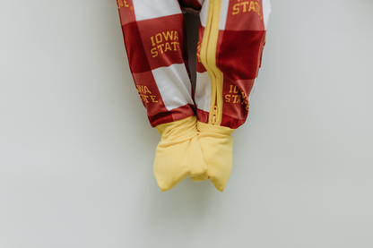 zip romper | iowa state grid