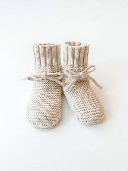 organic knit booties - cream