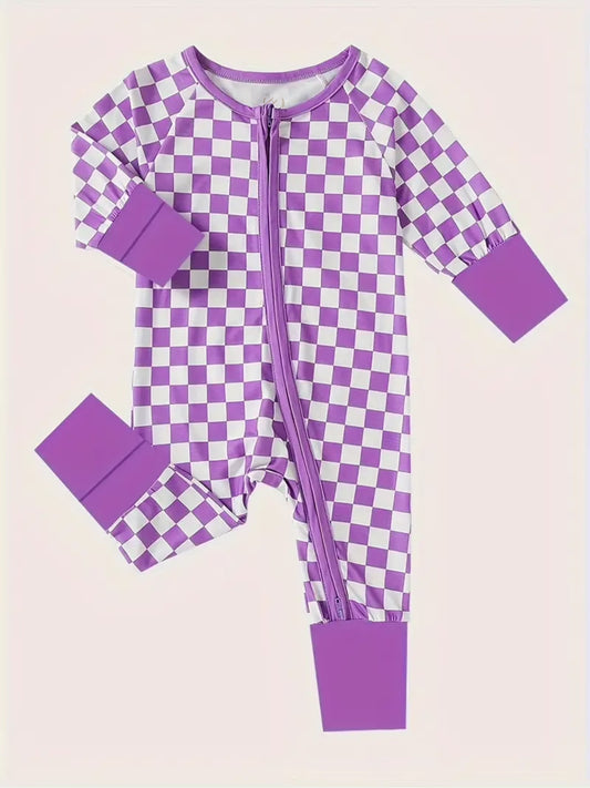 purple checkered bamboo pajamas
