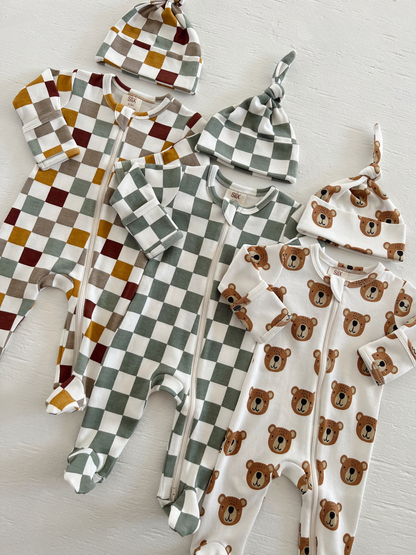 Baby Bear / organic zip footie | baby bear