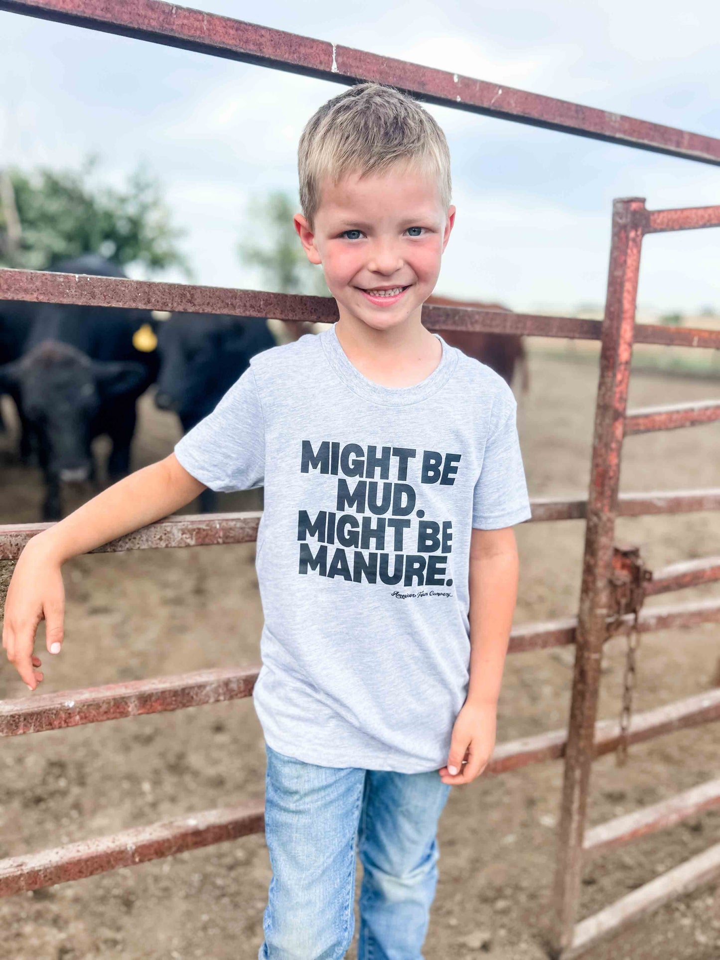 western graphic ‘mud or manure" grey tee