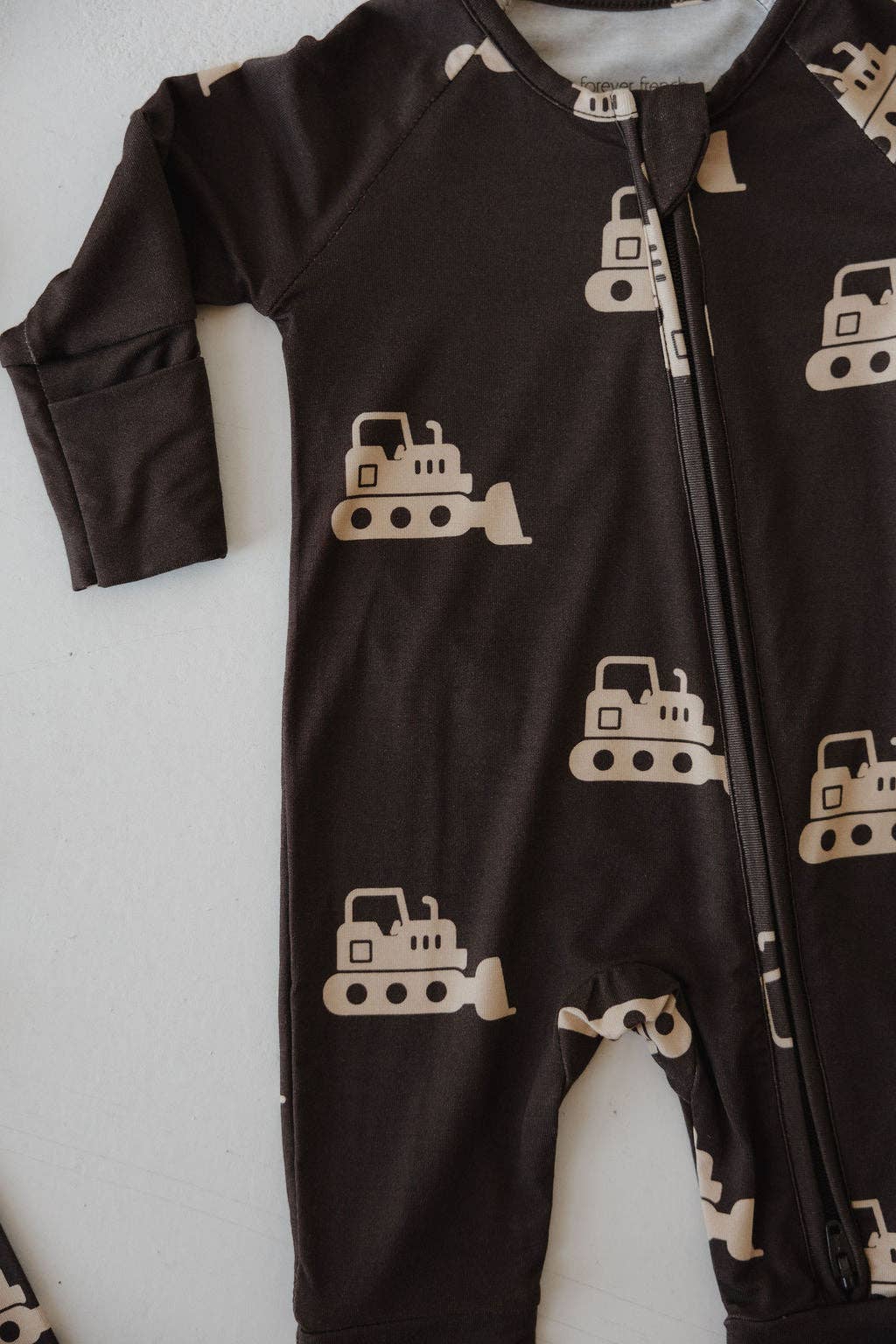 bamboo zip pajamas | bulldozer
