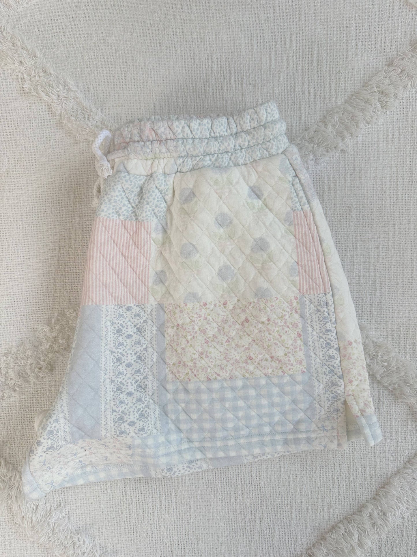 shades of blue quilted pastel shorts