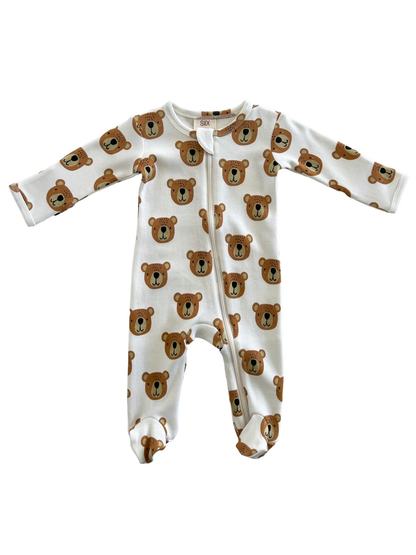 Baby Bear / organic zip footie | baby bear