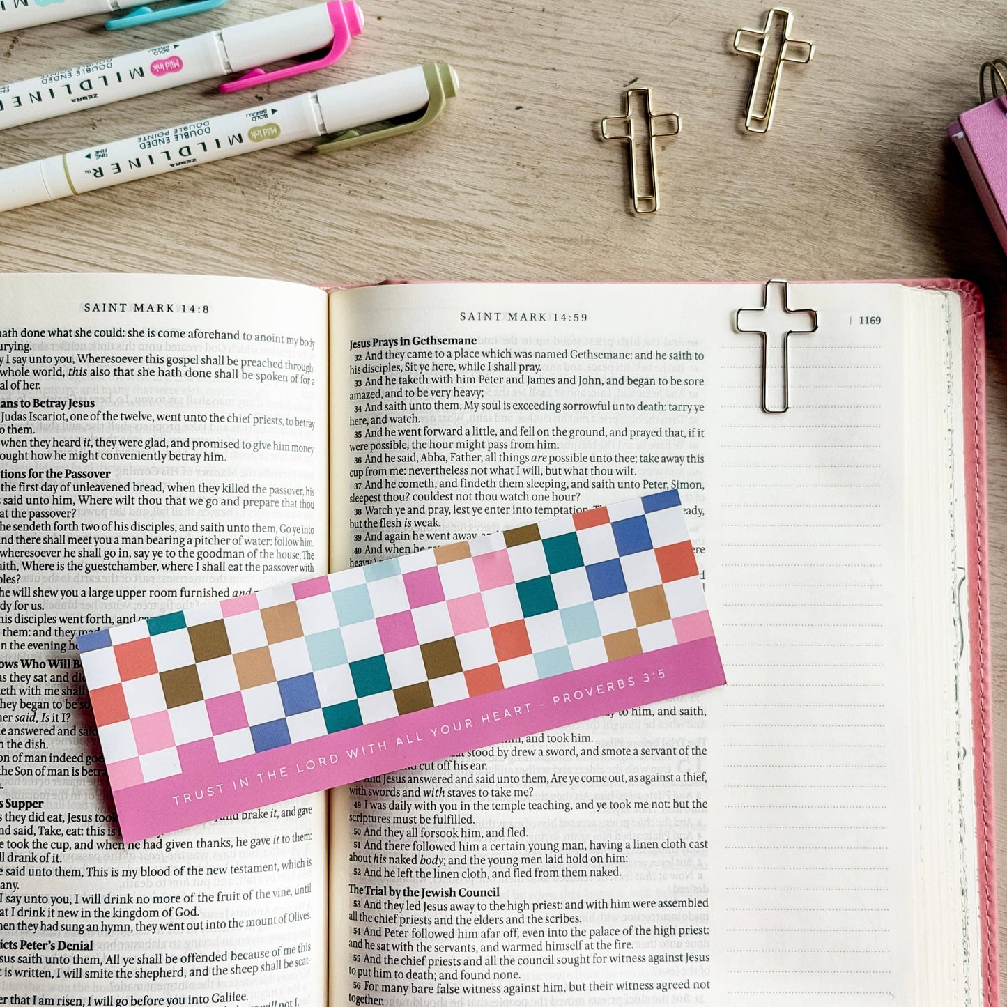 bookmark + cross paper clips