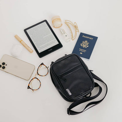 leather midnight crossbody sling