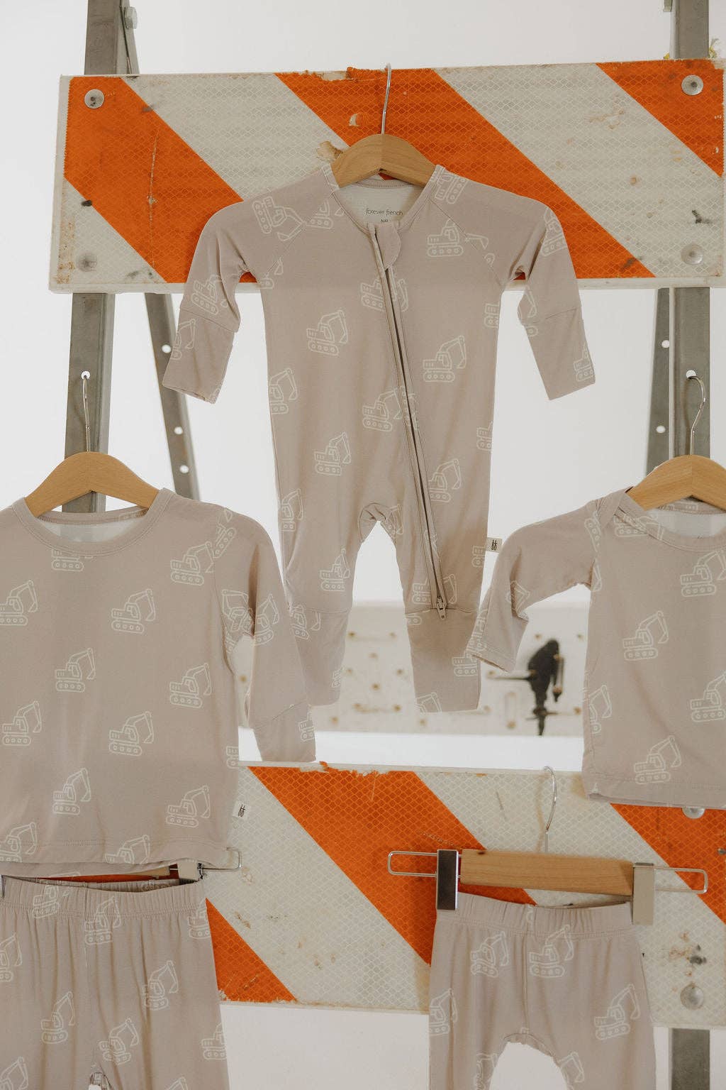 bamboo zip pajamas | excavator