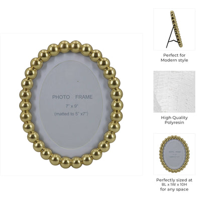 gold glass matted round beaded photo frame