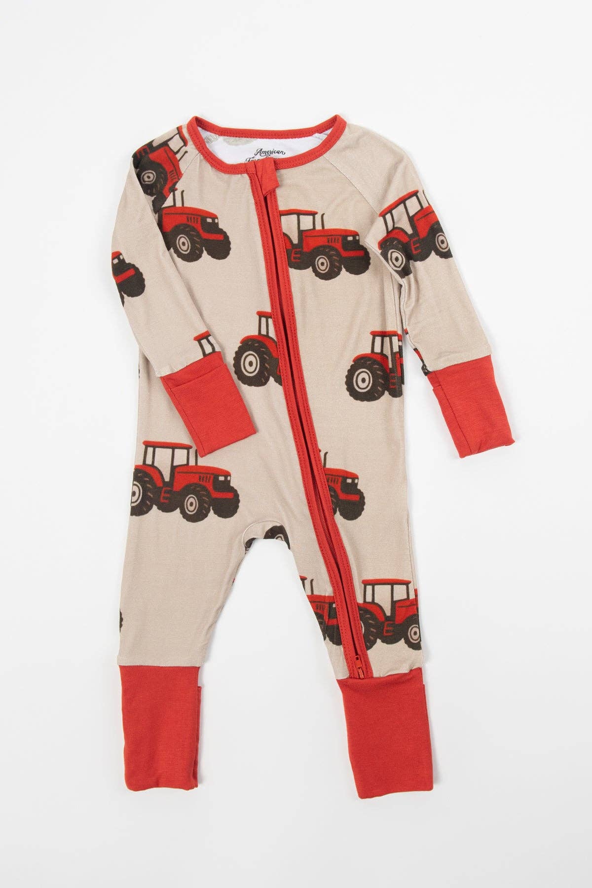 classic red tractor baby bamboo zippy