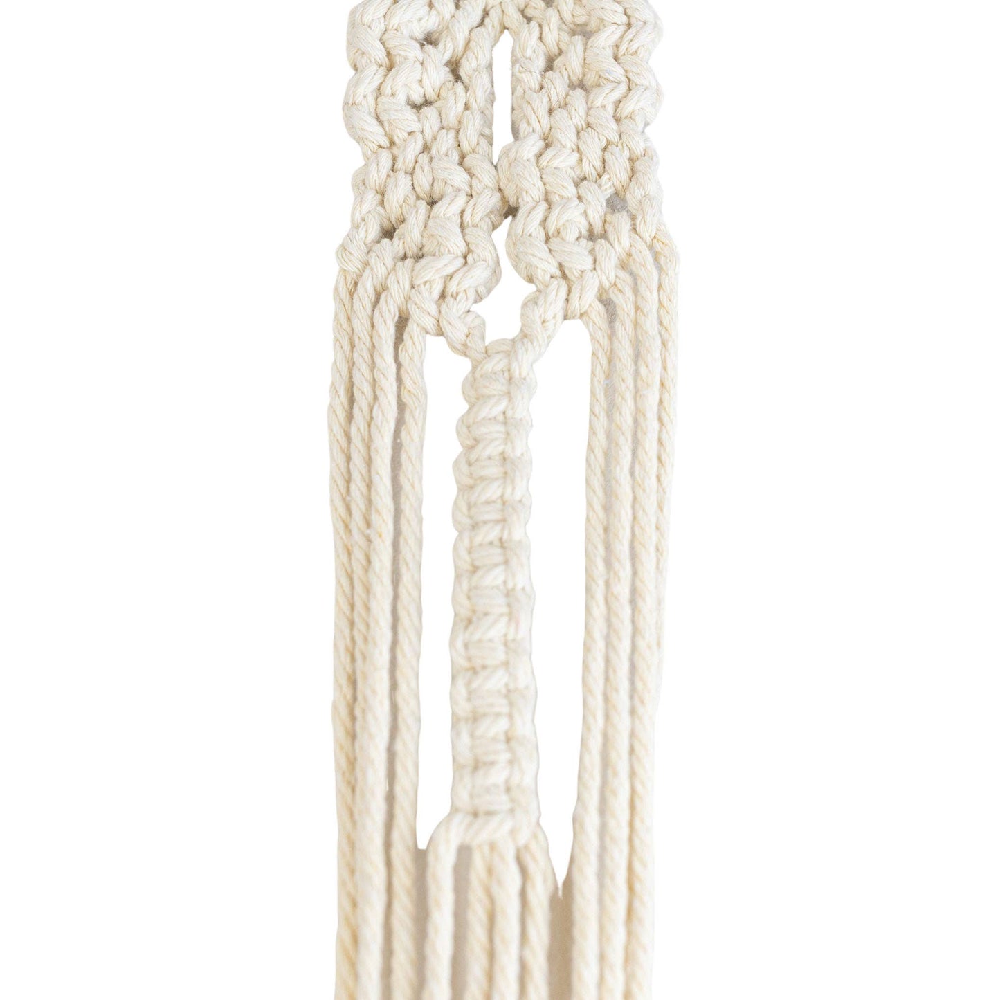 landon macrame plant hanger white cotton rope + bamboo