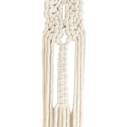 landon macrame plant hanger white cotton rope + bamboo