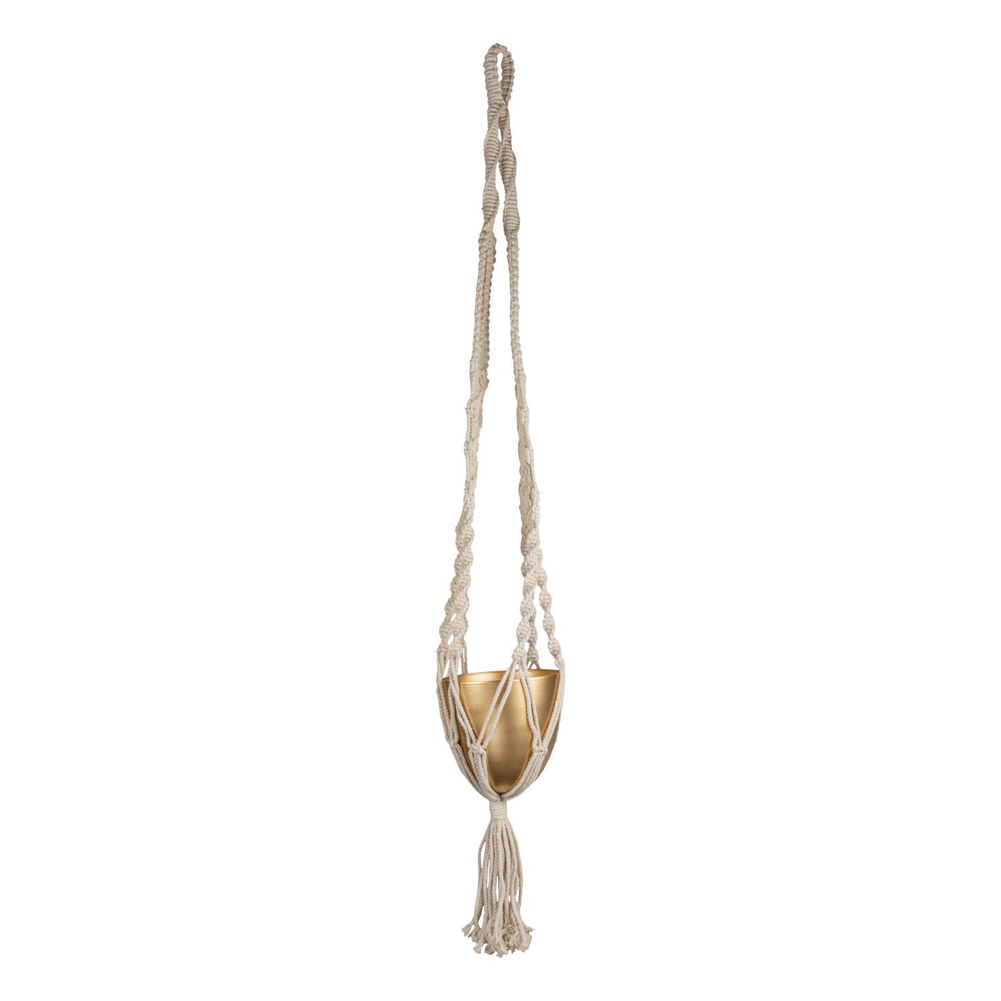 claudia boho macrame hanging planter cotton + metal