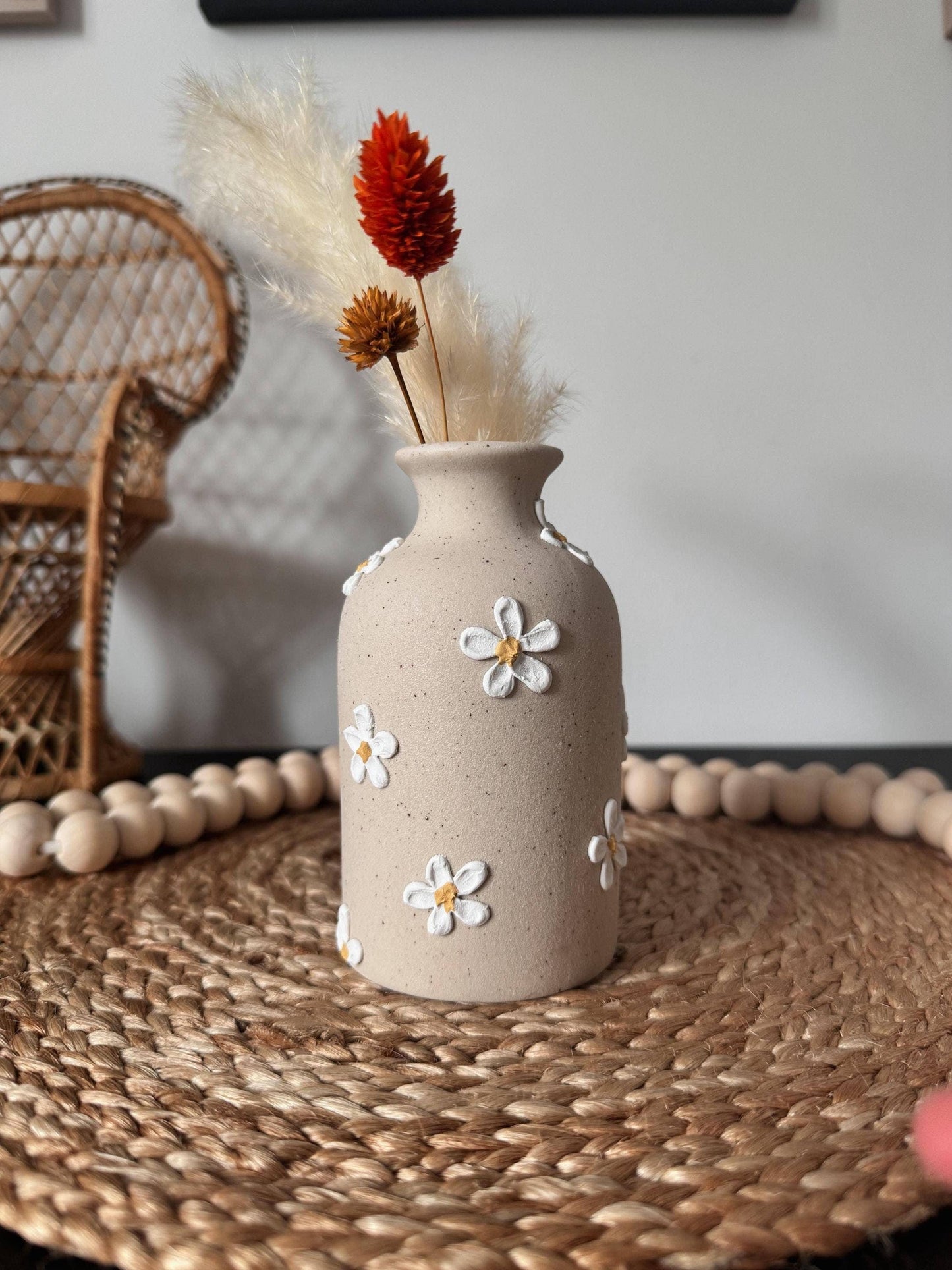 tall ceramic textured daisy vase