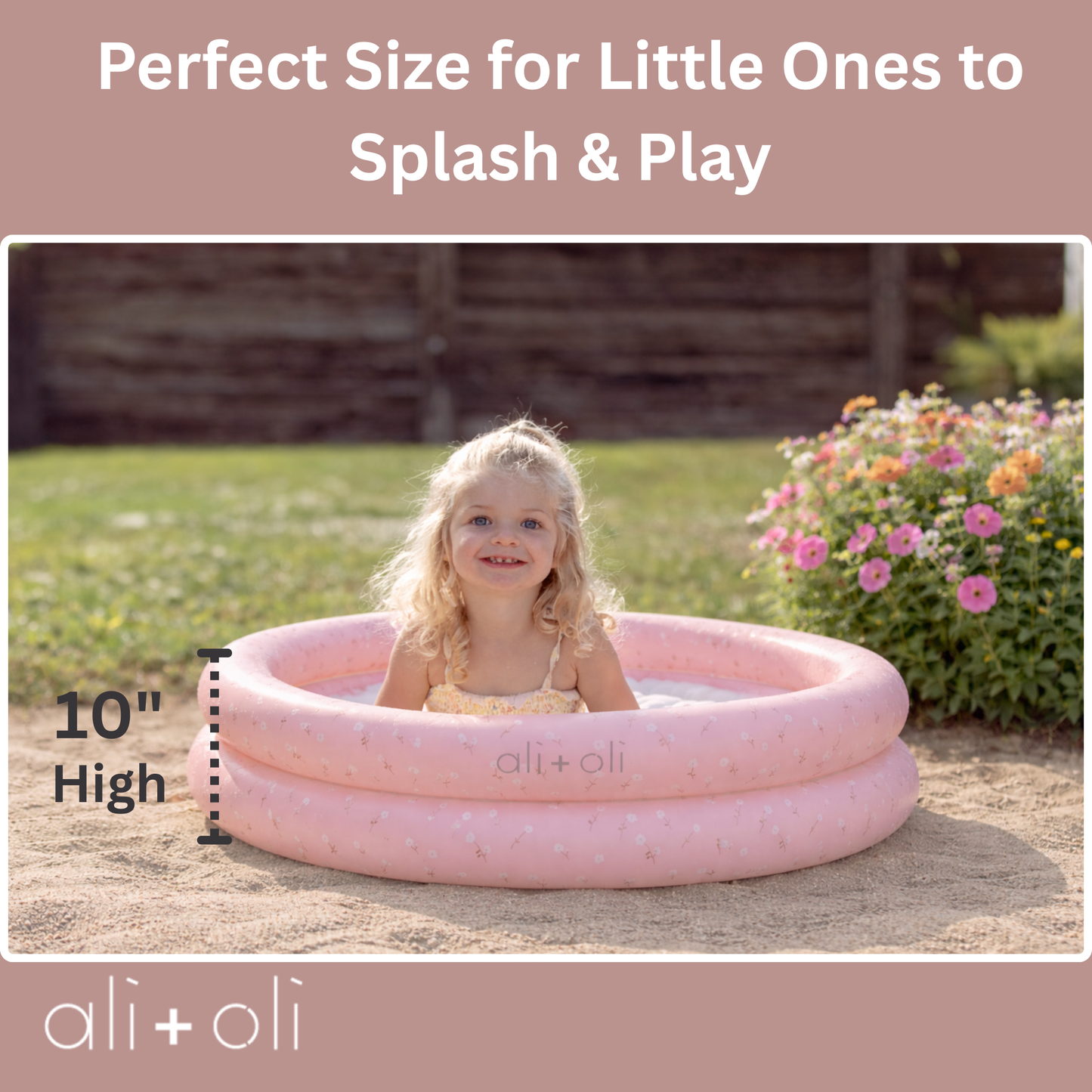 two-ring inflatable kiddie pool - peony