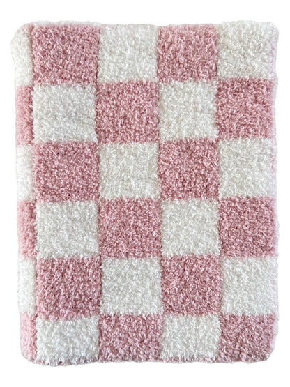 phufy® bliss checkerboard mini blanket - strawberry - Ivory Soul