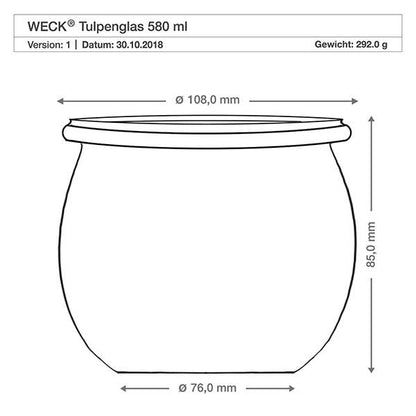 WECK®, tulip glass jar, 580ml
