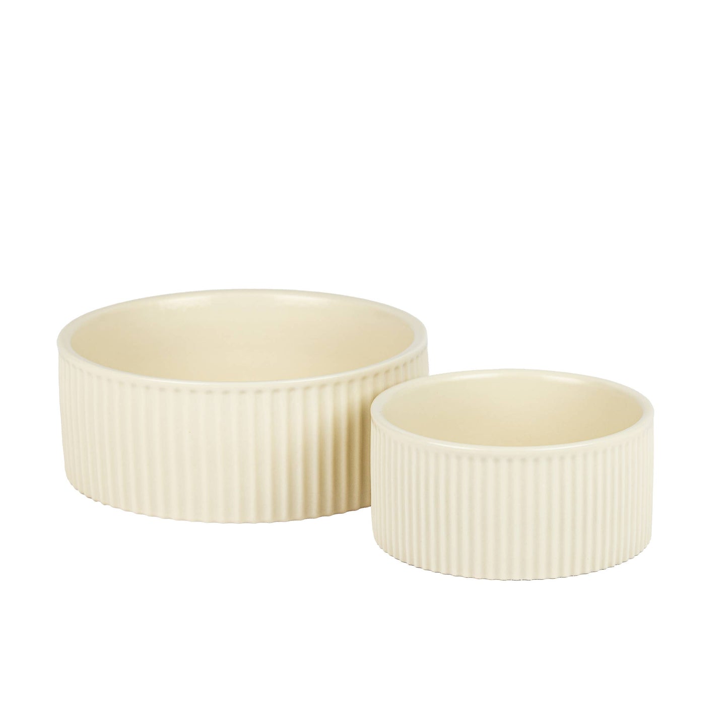 jardin ribbed pet bowl collection – modern matte exterior