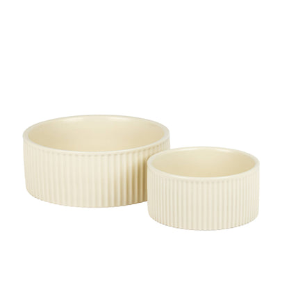 jardin ribbed pet bowl collection – modern matte exterior