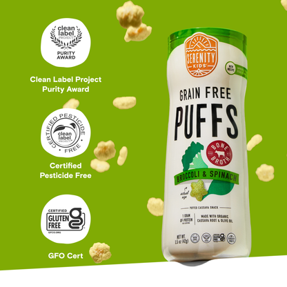 broccoli & spinach grain free puffs with bone broth