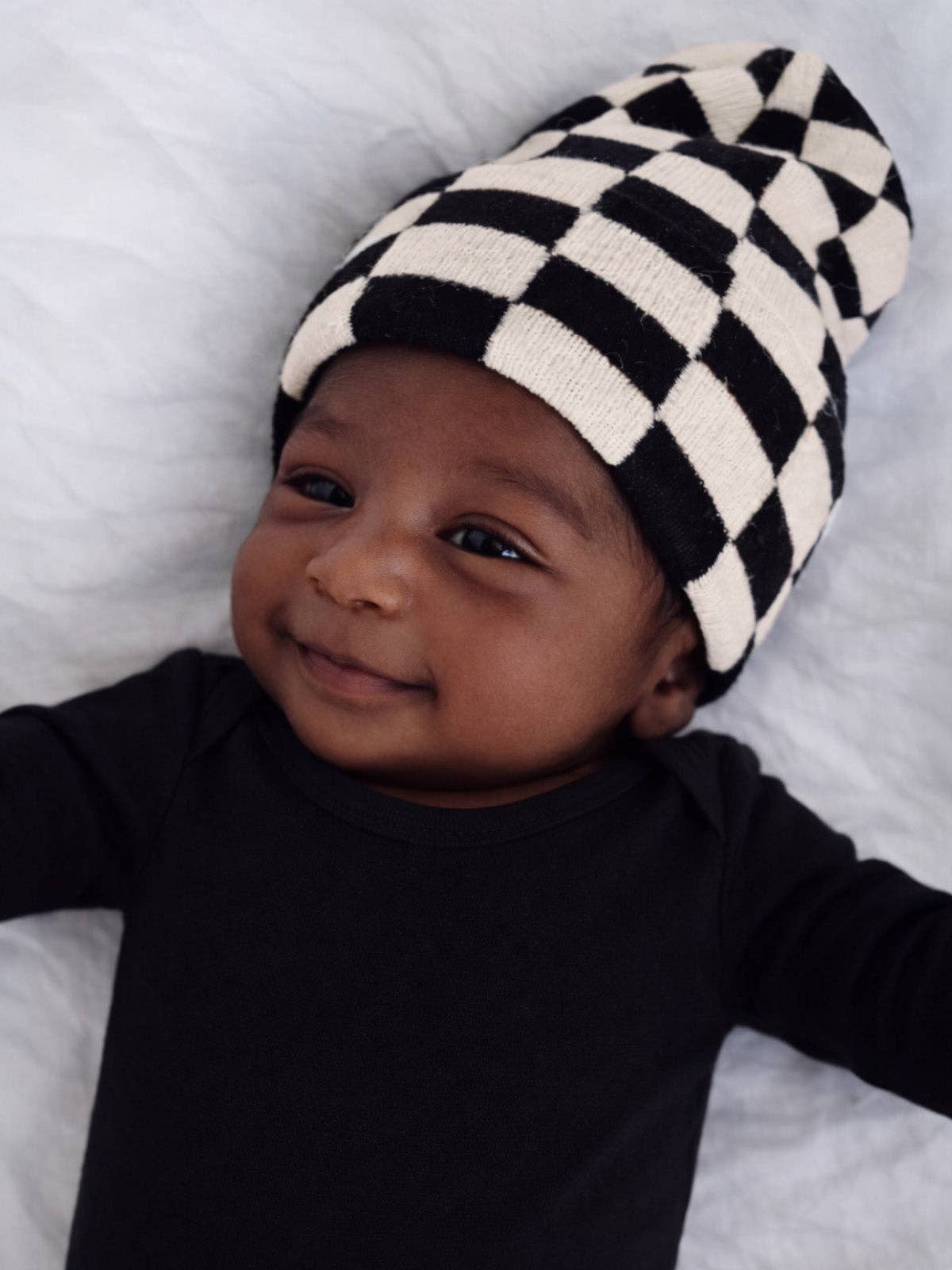 baby's first hat®, black/sand checkerboard