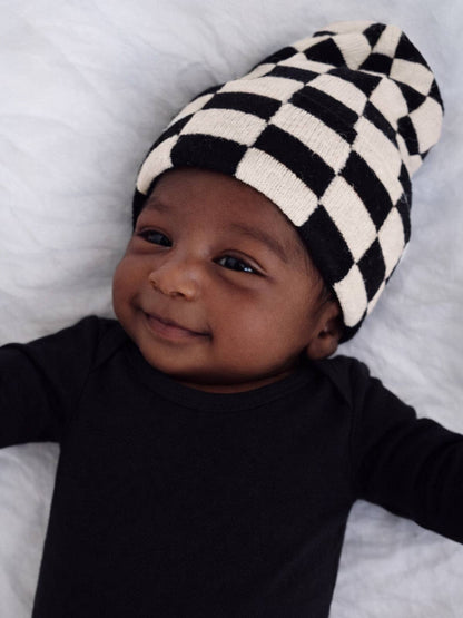baby's first hat®, black/sand checkerboard