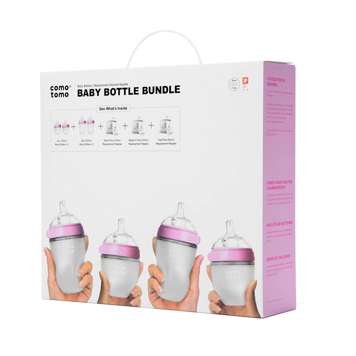 comotomo baby bottle bundle - pink