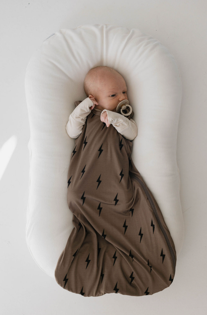 brown+ black lightning bolt bamboo sleep sack
