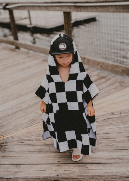 checker poncho towel