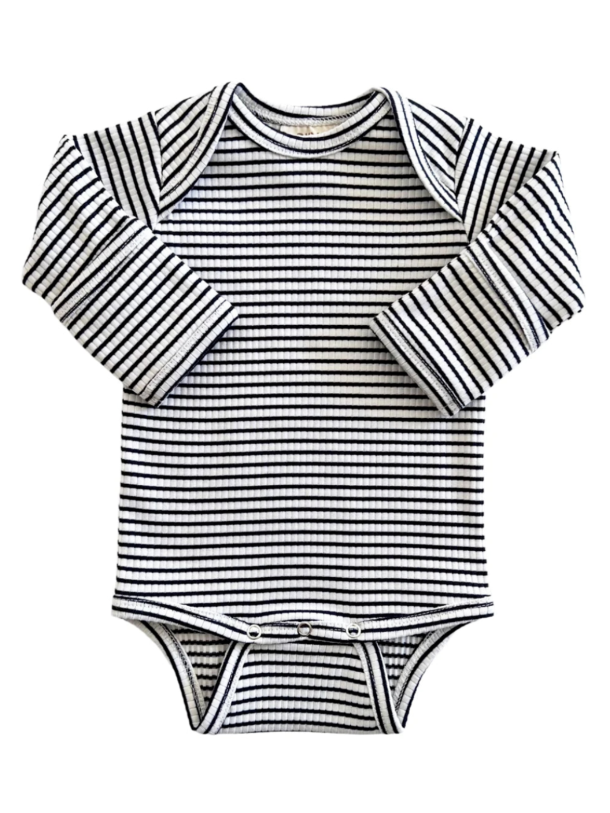 organic ribbed long sleeve bodysuit • black stripe