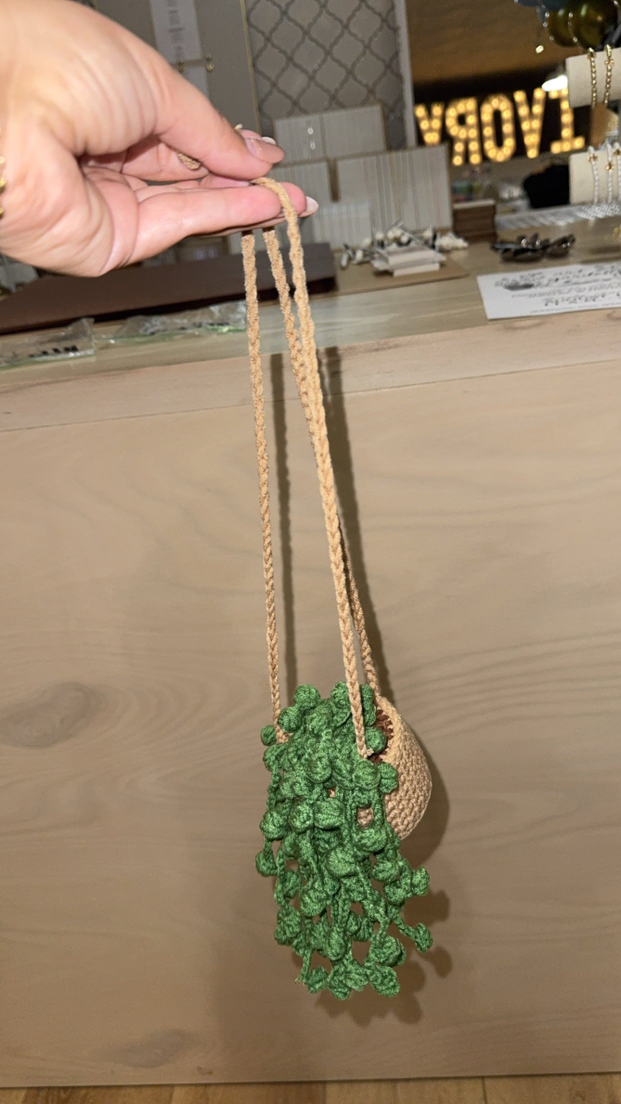 handmade crochet hanging plant