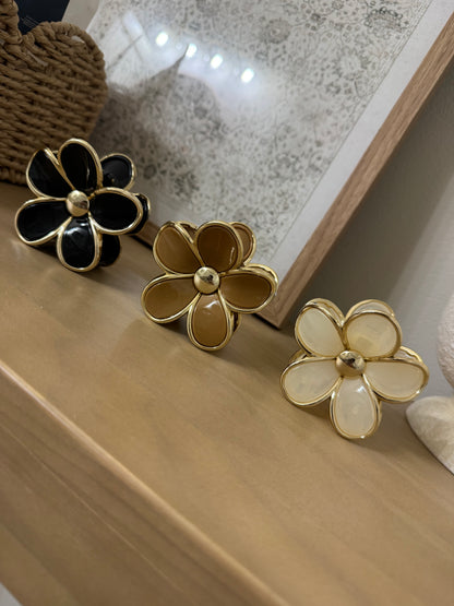 gold accented flower claw clip
