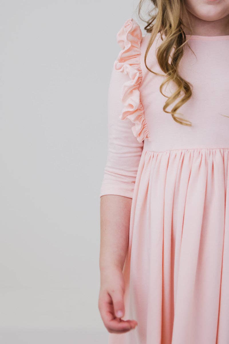 3/4 ruffle twirl dress - petal pink - Ivory Soul