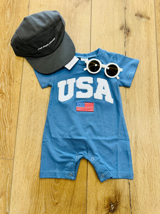 blue usa forth of july romper