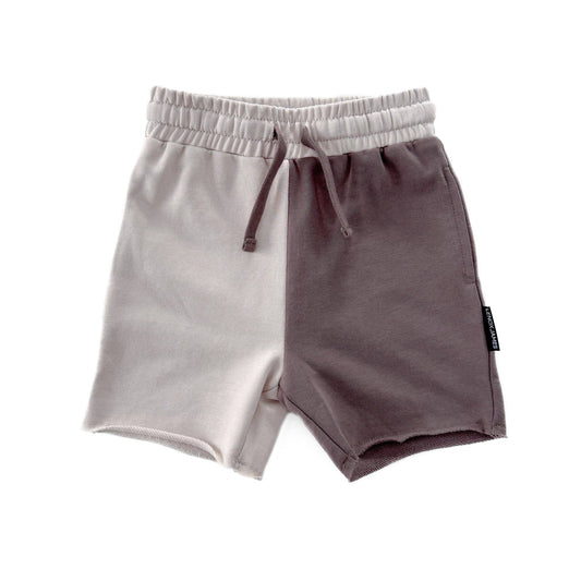 color block shorts - mocha