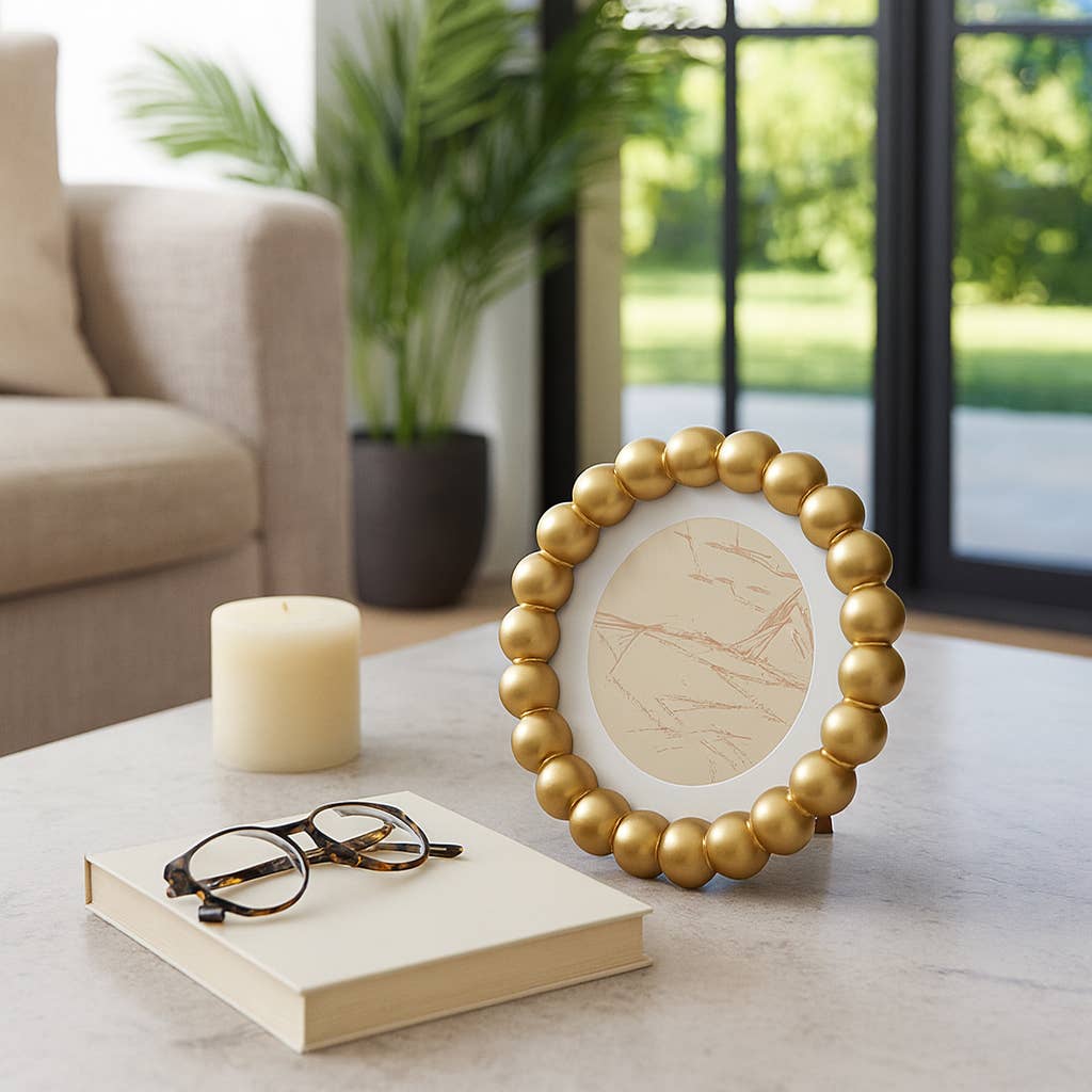 gold glass matted beaded photo frame
