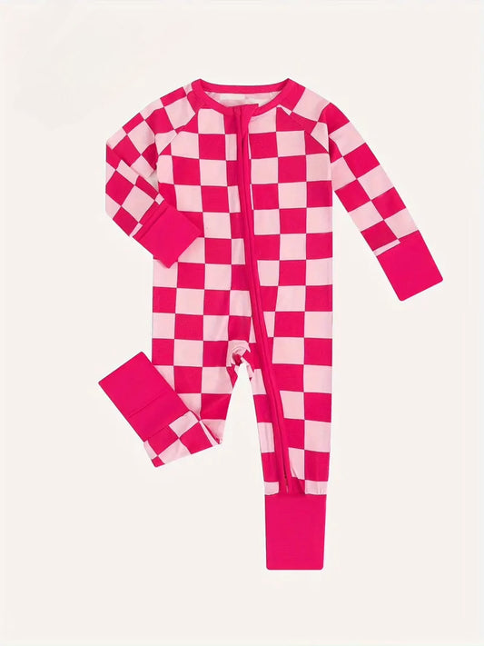 pink checkered bamboo pajamas