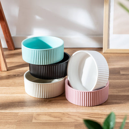 jardin ribbed pet bowl collection – modern matte exterior