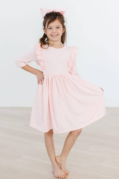 3/4 ruffle twirl dress - petal pink - Ivory Soul